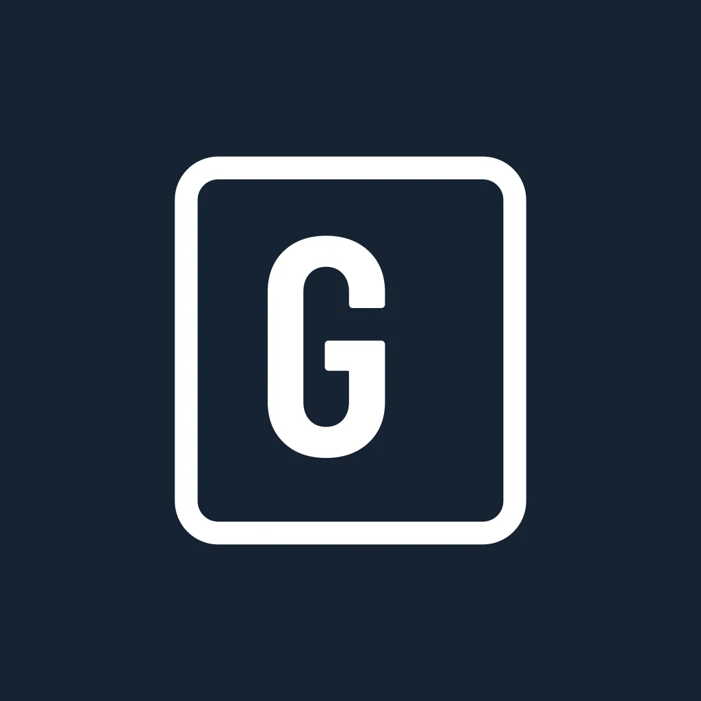 Grailset archive G centered on a ink square.
