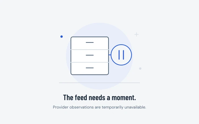 Three index drawers and a paused connection diagram, representing a provider feed that is temporarily unavailable.