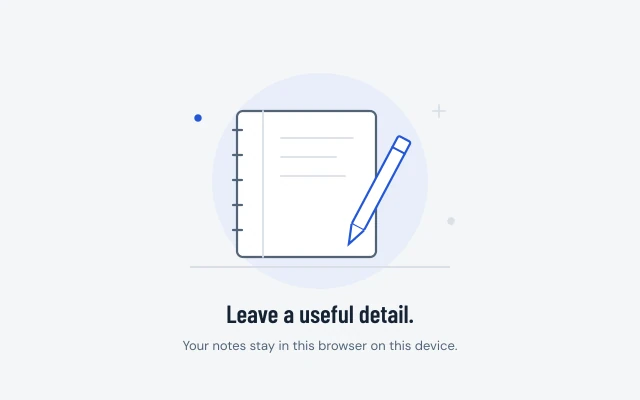 An open research notebook and a cobalt pencil, representing a private place for personal card-research notes.
