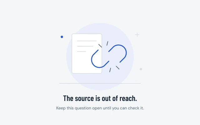 Two source-link segments separated by a small gap and research notes, representing a source that cannot currently be reached.
